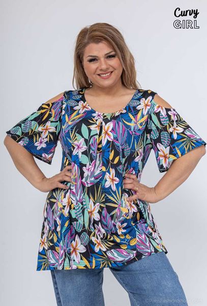 Picture of CURVY GIRL CROSS OFF THE SHOULDER SLEEVE TOP